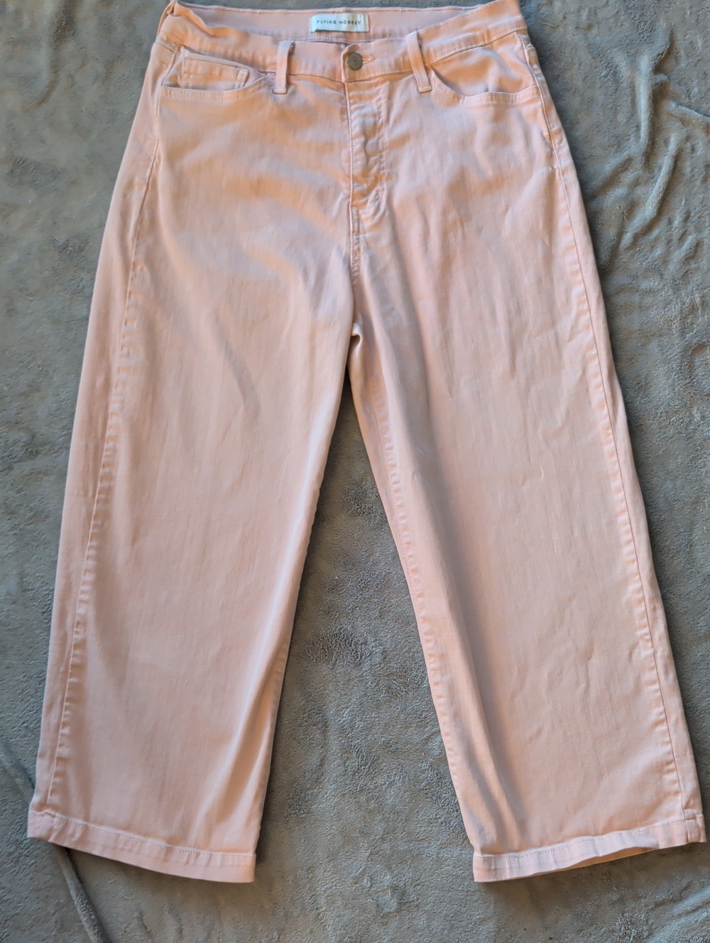 Flying Monkey Blush Pink Straight Crop Jeans